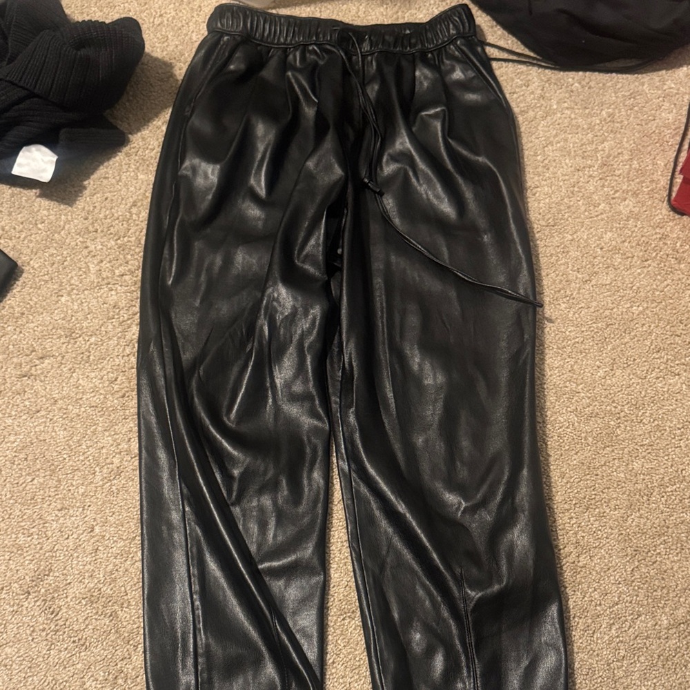Zara Black Faux Leather Joggers